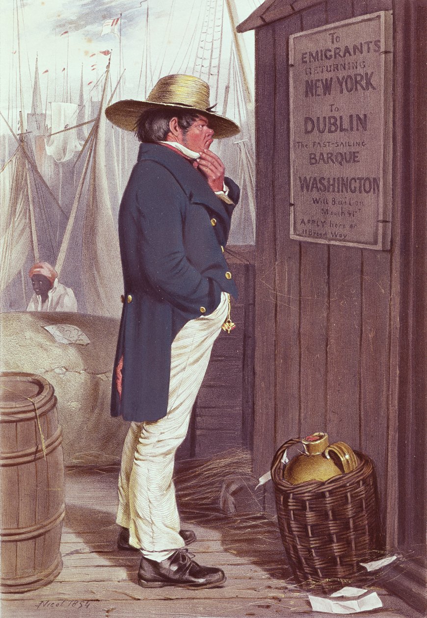 Homeward Bound, The Quay of New York, vyryto T.H.E. Mcguire, 1854 (viz 189006) od J Nicol