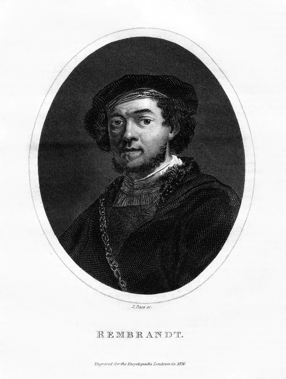 Rembrandt, holandský malíř, 1826 od J. Pass