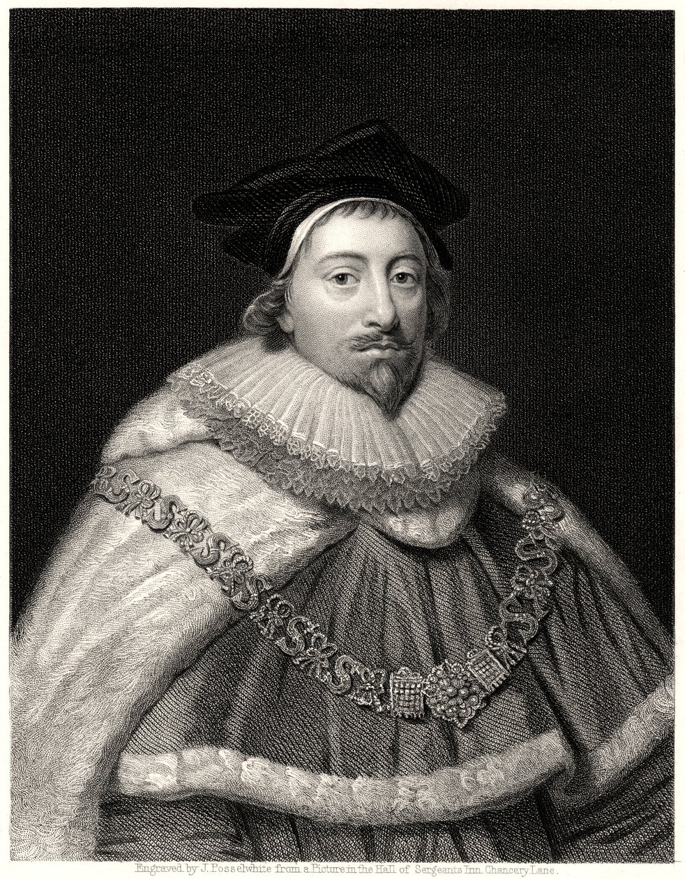 Sir Edward Coke, zapisovatel Londýna, 19. století od J. Posselwhite