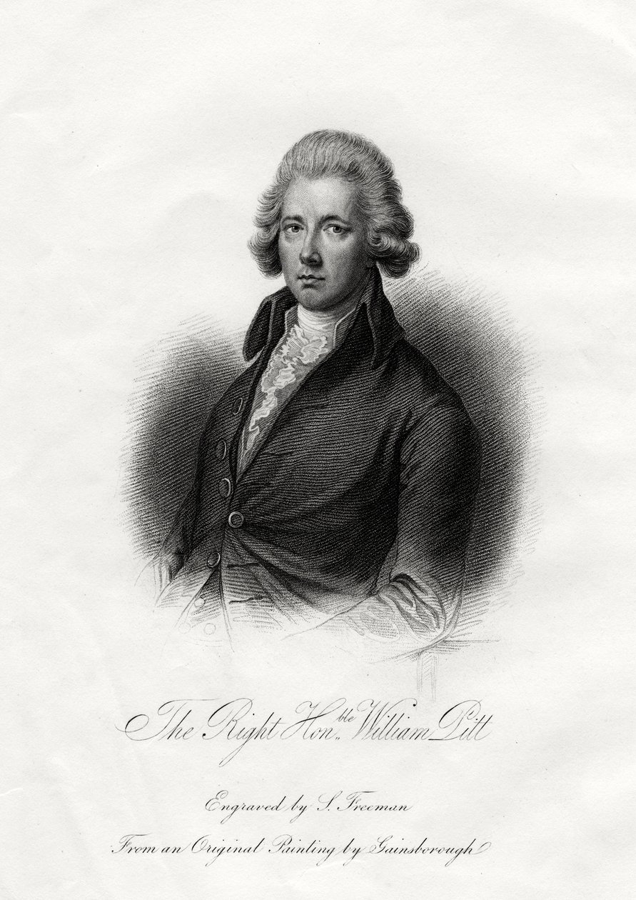 William Pitt mladší, britský státník, 19. století od J. Posselwhite