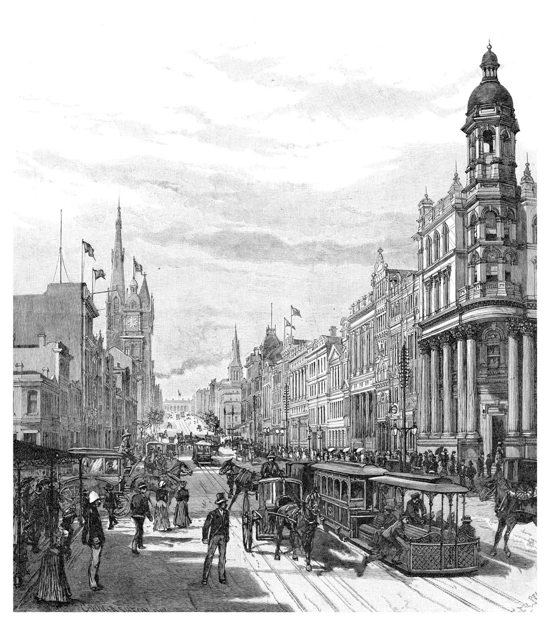 Collins Street při pohledu na východ, Melbourne, Victoria, Austrálie, 1886. od J. R. Ashton