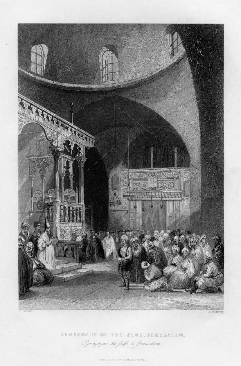 Synagoga Židů, Jeruzalém, Izrael, 1841. od J. Redaway