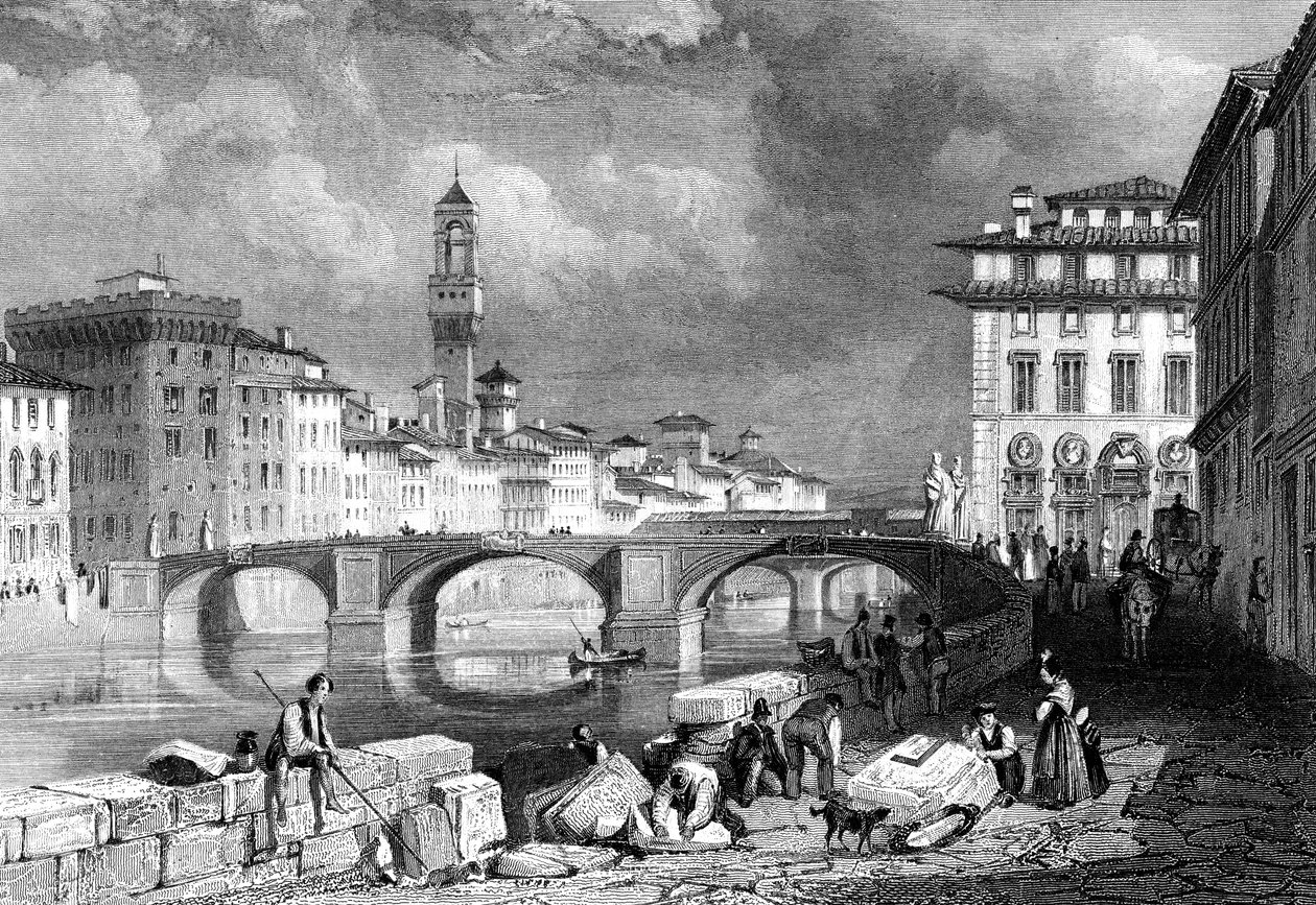 Ponte Santa Trinita, Florencie, Itálie, 19. století. od J. Redaway