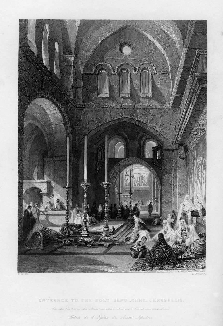 Vchod do Božího hrobu, Jeruzalém, Izrael, 1841. od J. Redaway
