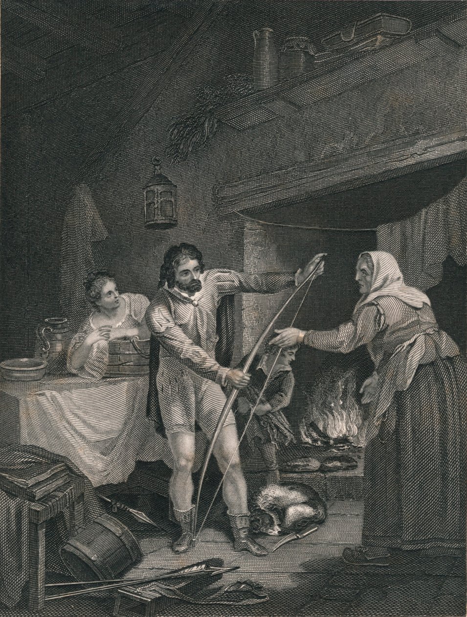 Alfred in the Neeatherds Cottage, polovina 19. století. od J. Rogers