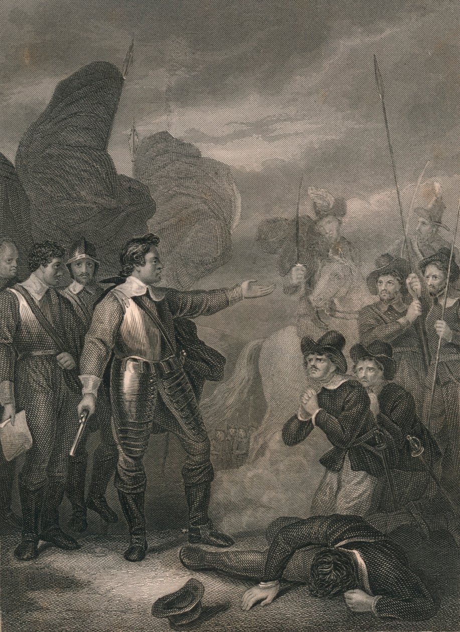 Cromwell Supressing The Mutiny in the Army, c1640s, polovina 19. století. od J. Rogers