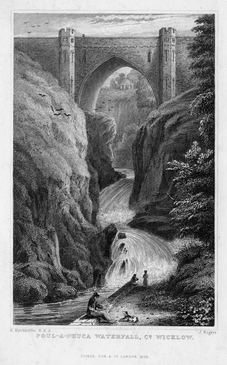 Vodopád Poul a Phuca, hrabství Wicklow, 1829. od J. Rogers