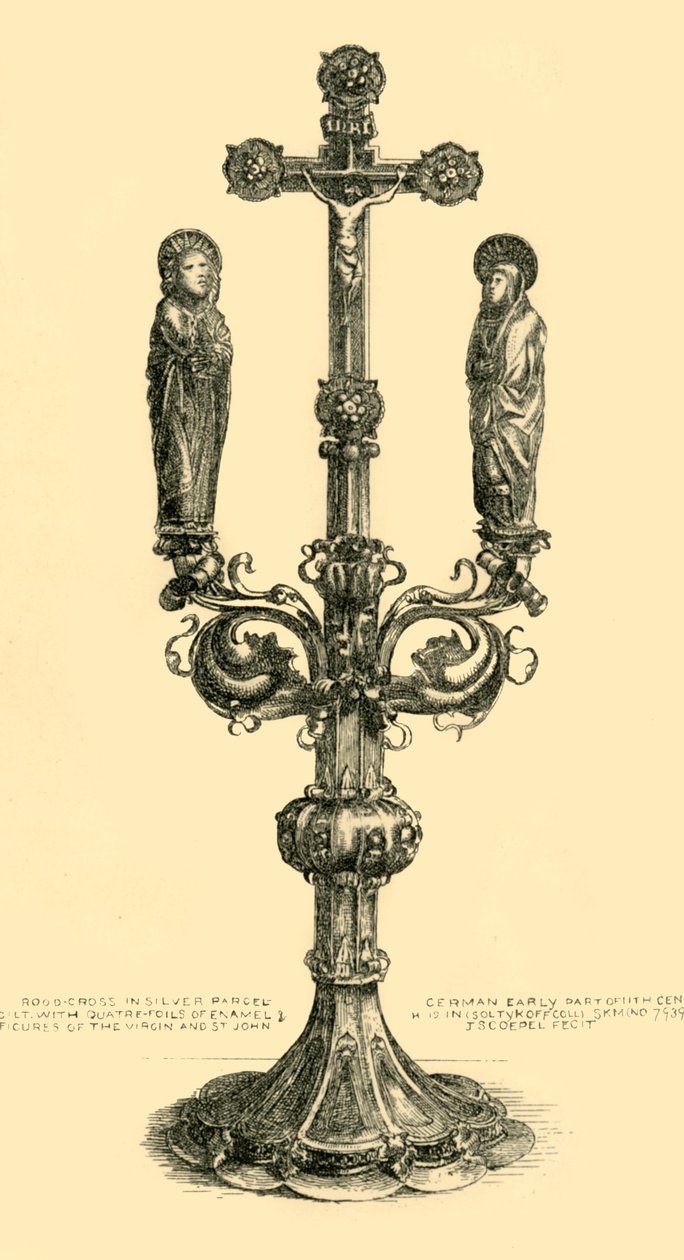 Větvený oltářní kříž, 14.-15. století, 1881. od J. S. Goepel