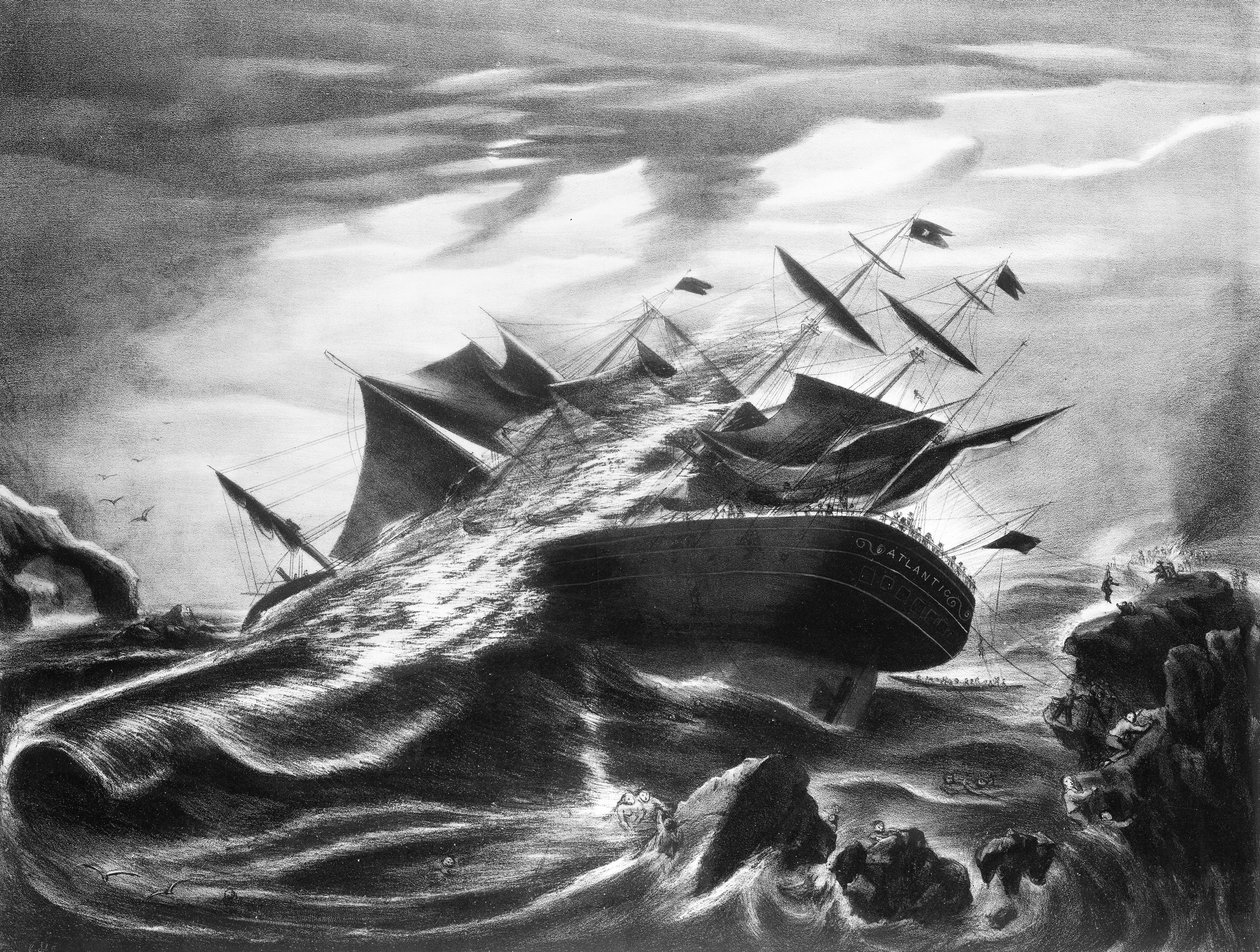 Ztroskotání lodi Atlantic u Mars Head, Nové Skotsko 1. dubna 1873 od J. Soloman