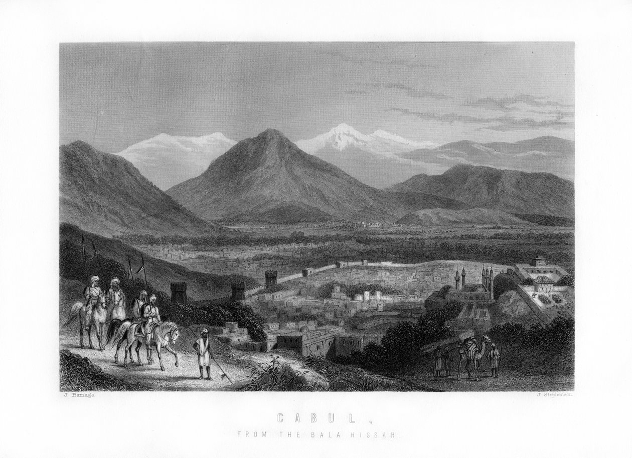 Kábul z Bala Hissar, Afghánistán, 1893 od J. Stephenson
