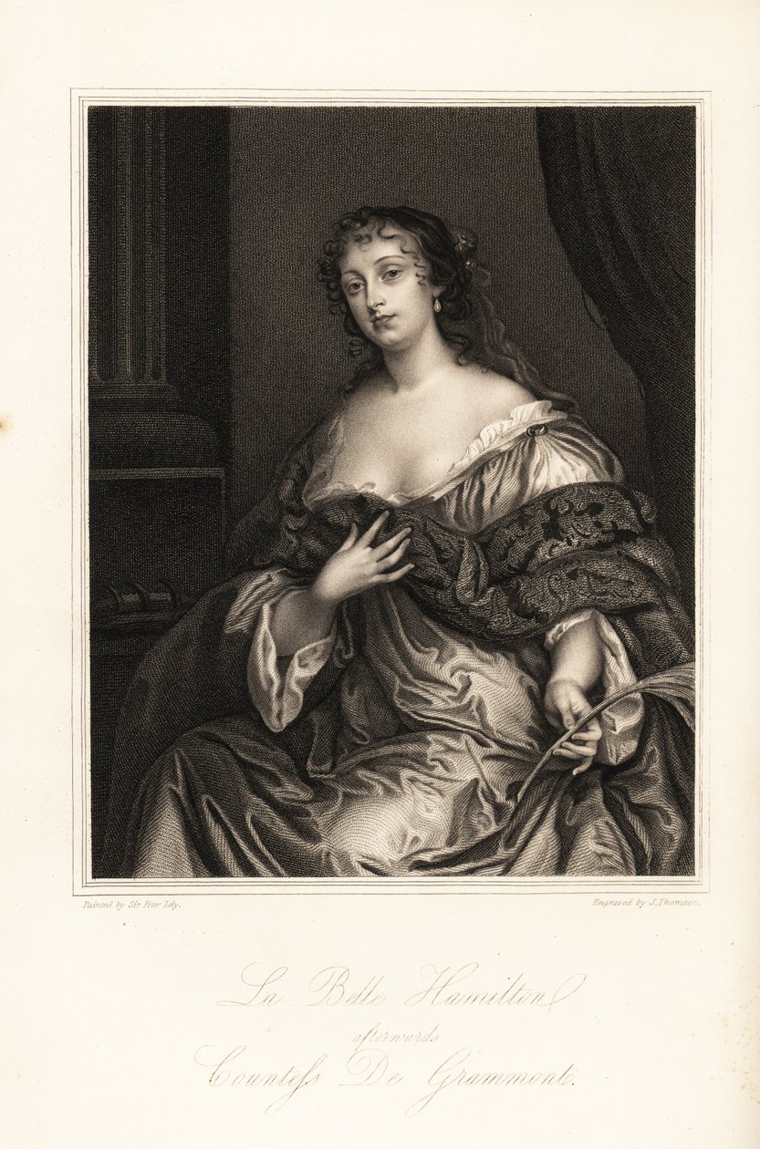 Elizabeth Hamilton, La Belle Hamilton, poté hraběnka de Grammont, manželka Philiberta de Grammont, jedné z Windsorských krás od J. Thomson
