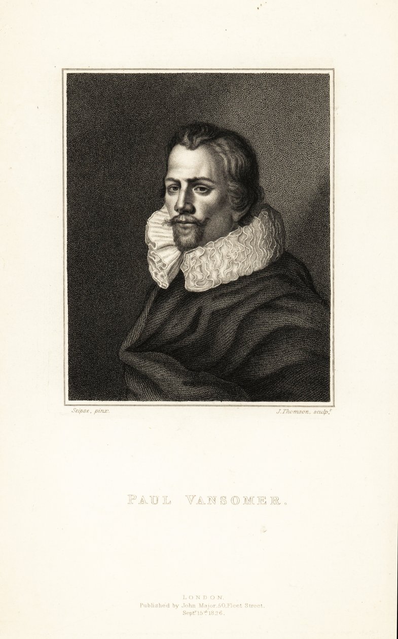 Portrét Paula van Somera, vlámského umělce a dvorního malíře anglického krále Jakuba I., cca 1577-1621 od J. Thomson