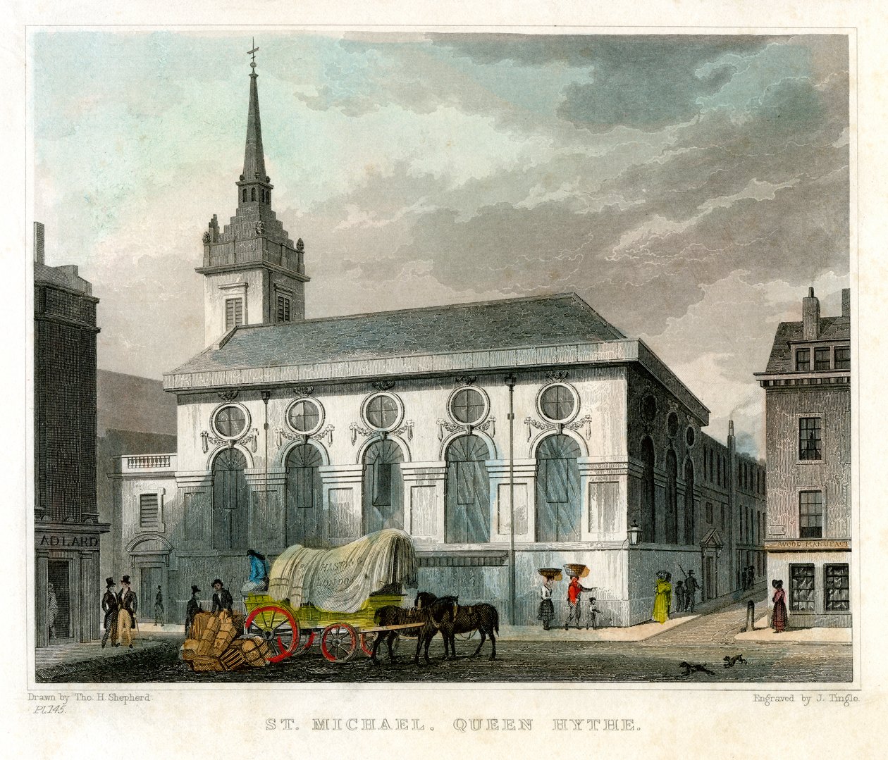 Kostel svatého Michaela Queenhithe, City of London, 1831. od J. Tingle