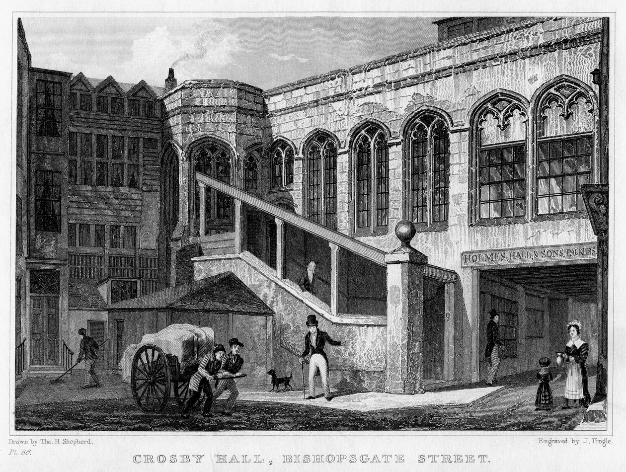 Crosby Hall, Bishopsgate Street, City of London, 1830. od J. Tingle