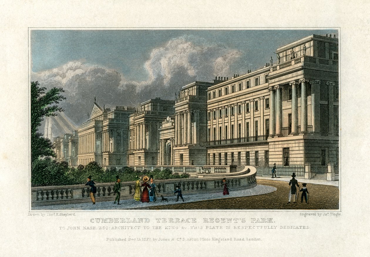 Cumberland Terrace, Regents Park, Londýn, 1827 od J. Tingle