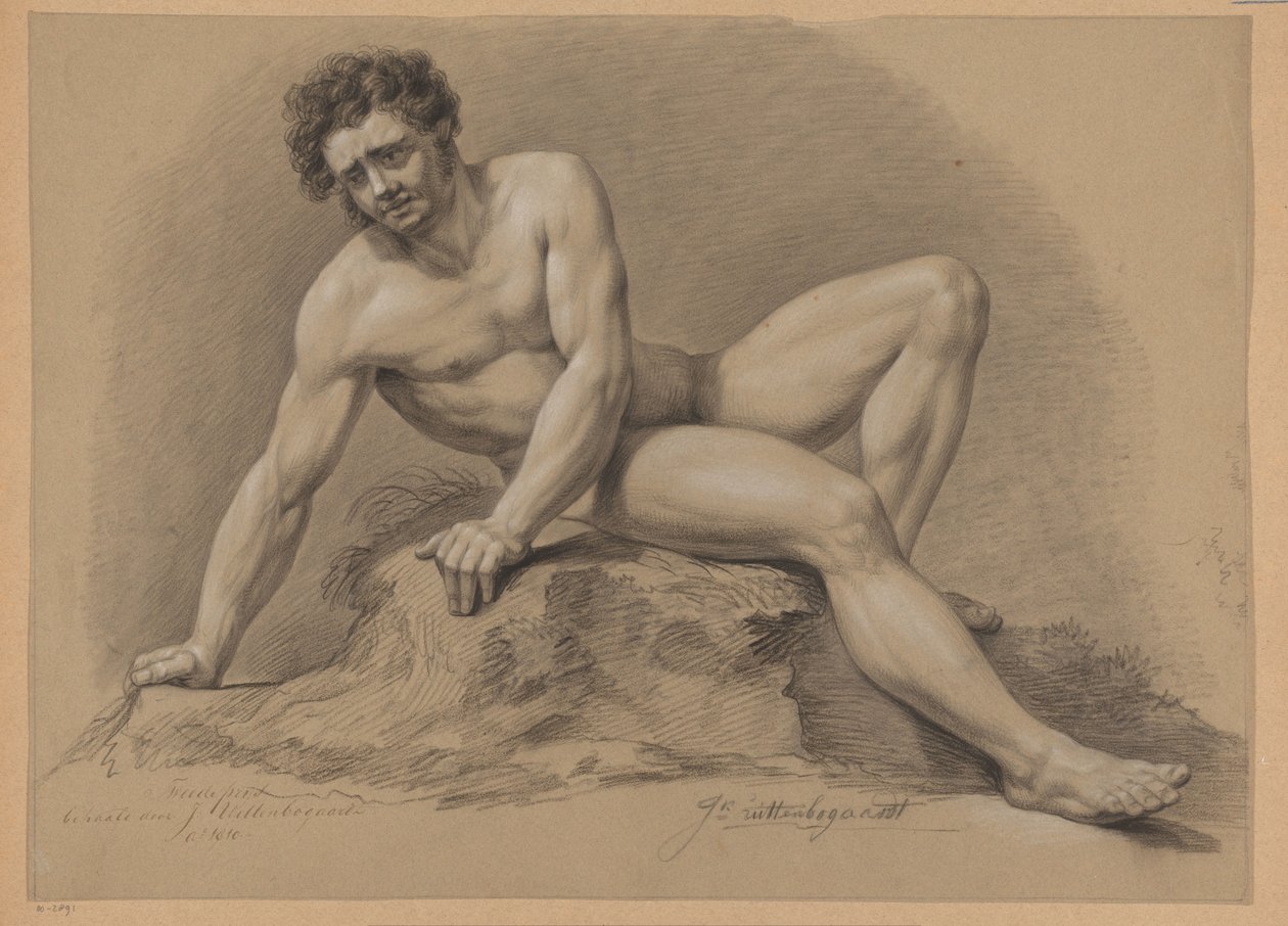 Sedící mužský akt, při pohledu zepředu (2. cena 1810) od J. Uittenbogaardt