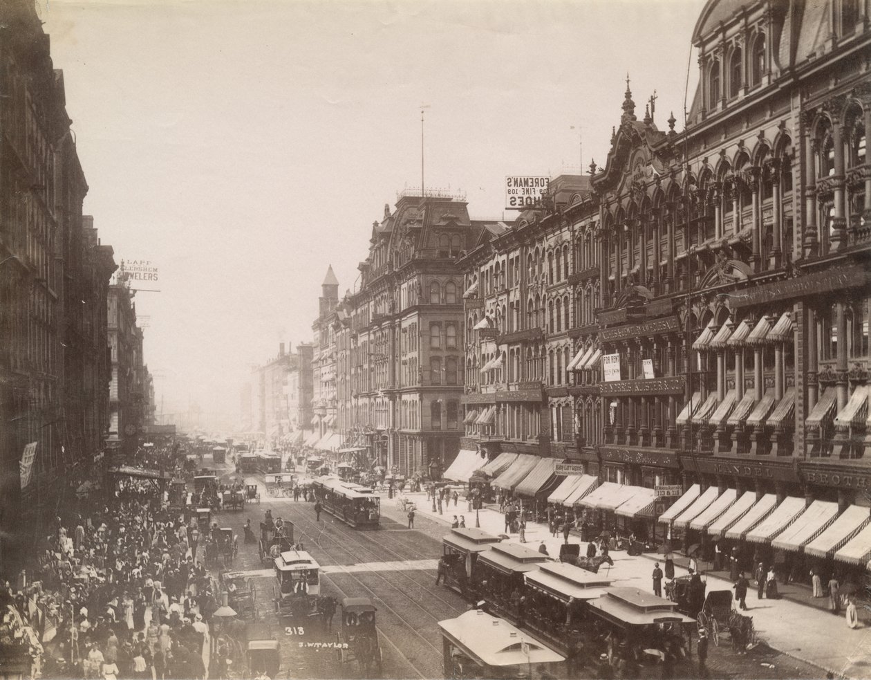 Pohled na State Street při pohledu na sever od Madison Street, Chicago, 1890 od J. W. Taylor