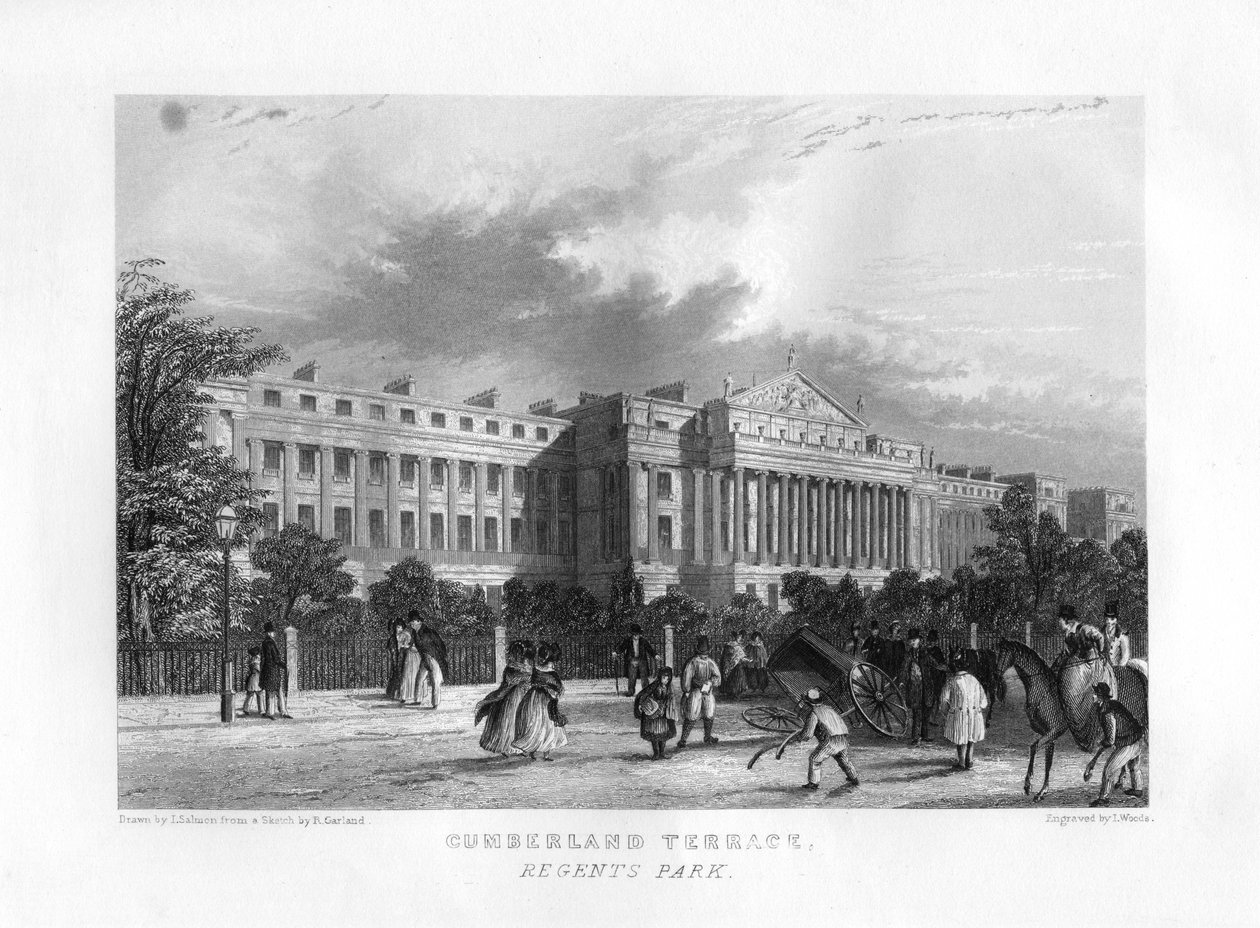 Cumberland Terrace, Regents Park, Londýn, 19. století. od J. Woods
