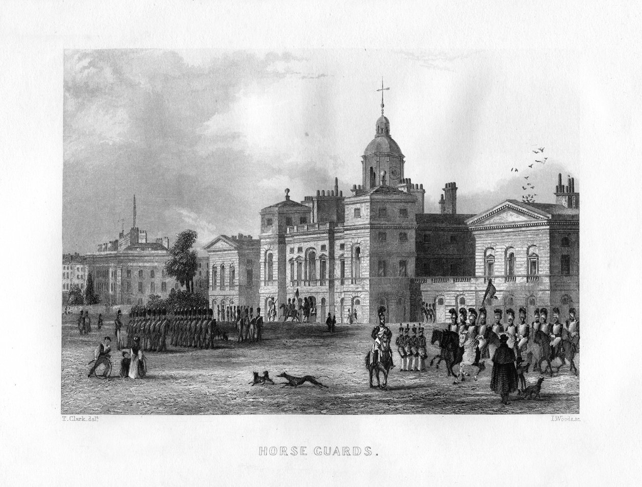 Horse Guards, Londýn, 19. století. od J. Woods