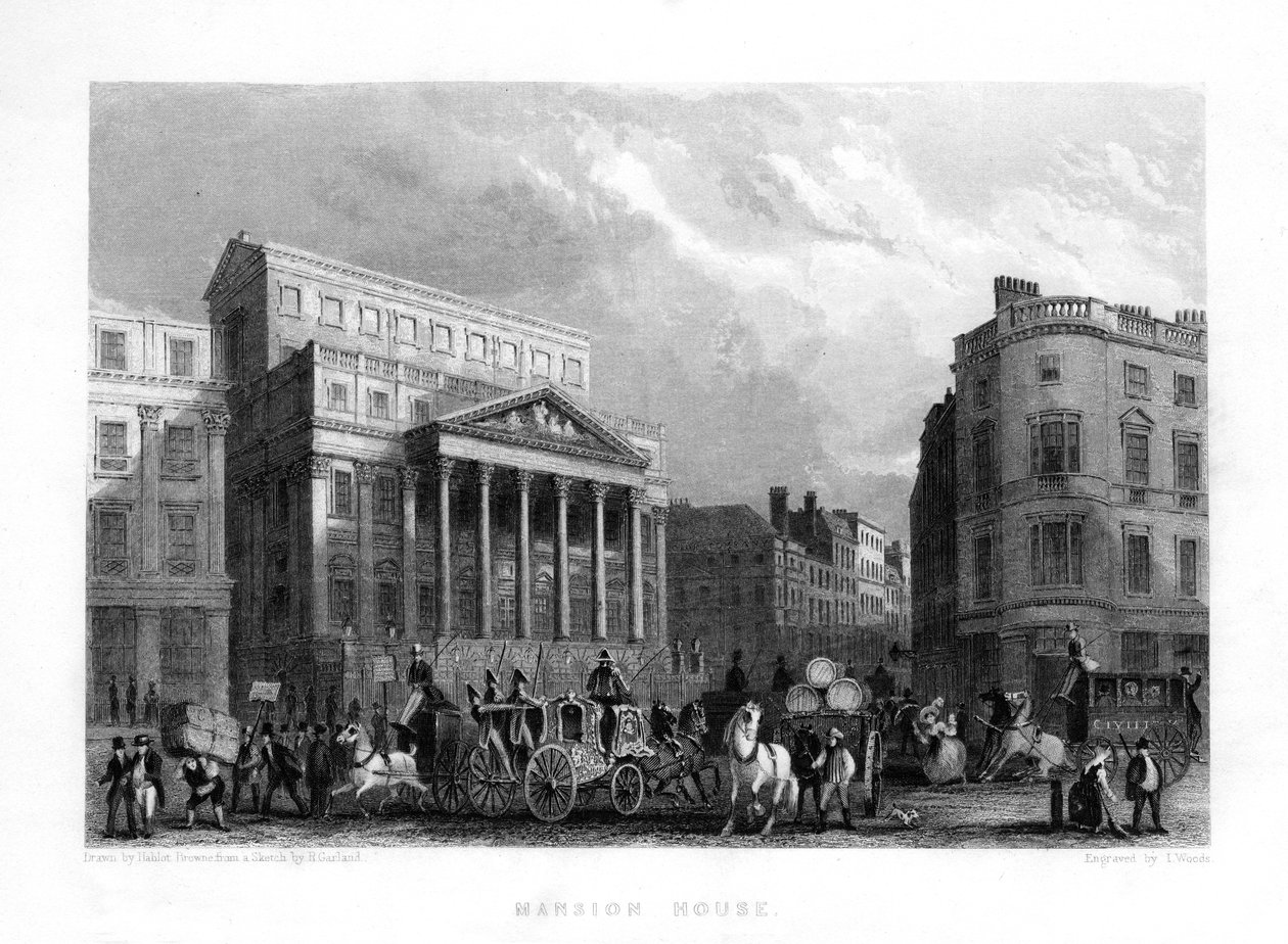 Mansion House, Londýn, 19. století. od J. Woods