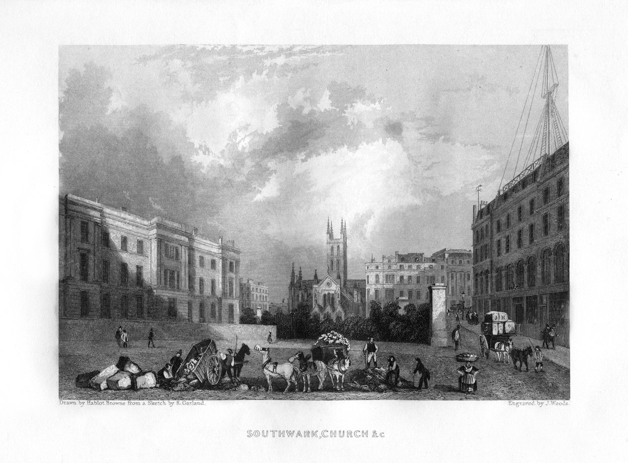 Southwark Cathedral, Londýn, 19. století. od J. Woods