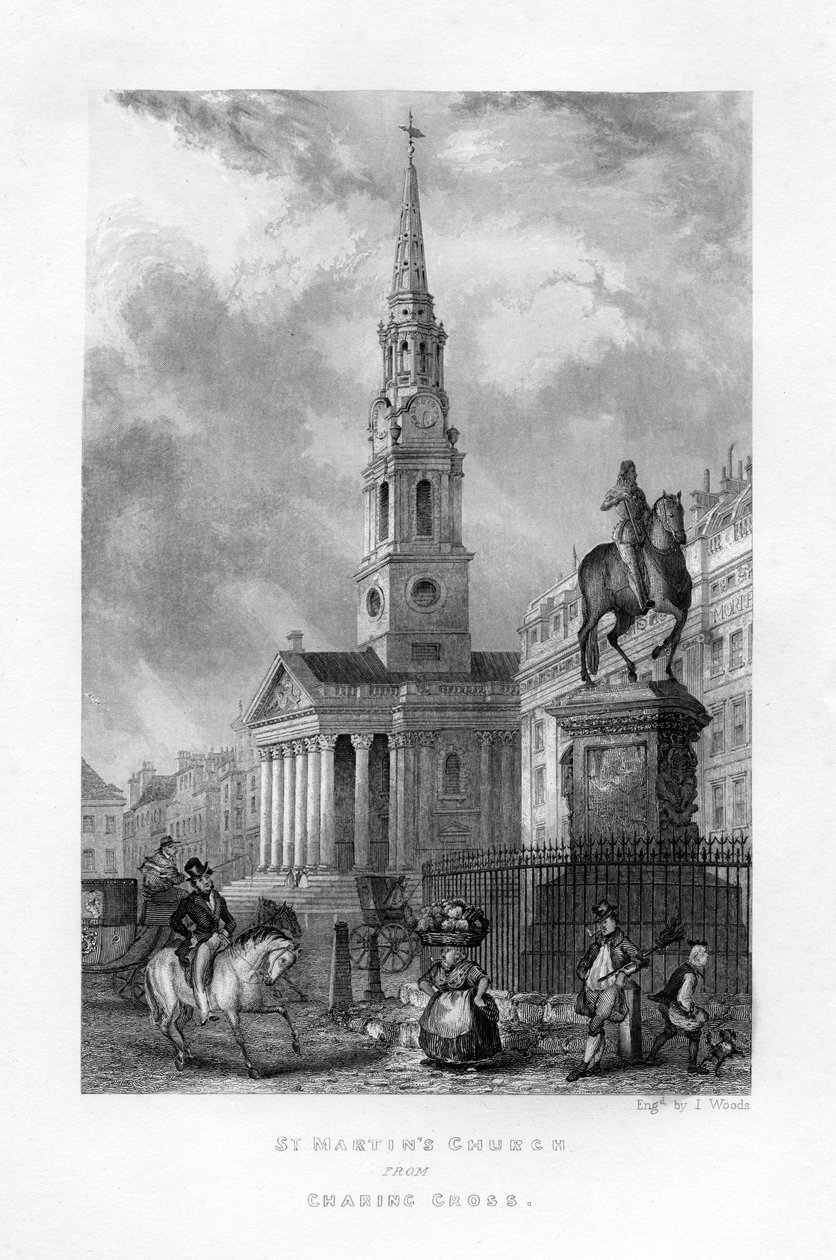 Kostel St Martins z Charing Cross, Londýn, 19. století. od J. Woods