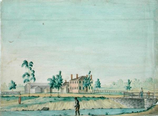 William Rogers House, Billerica, Massachusetts, cca 1820 (akvarel a inkoust na papíře) od Jabez Ward Barton