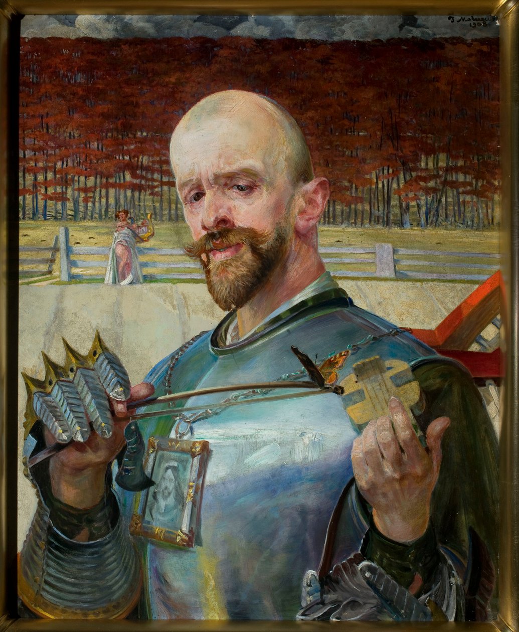 Autoportrét v brnění s housličkami od Jacek Malczewski