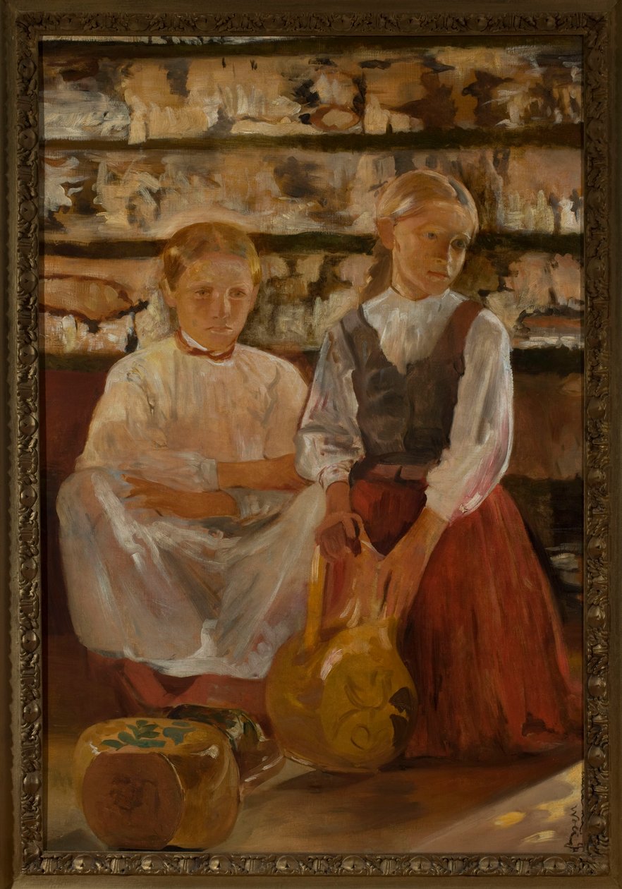 Dvě holčičky s džbánem od Jacek Malczewski