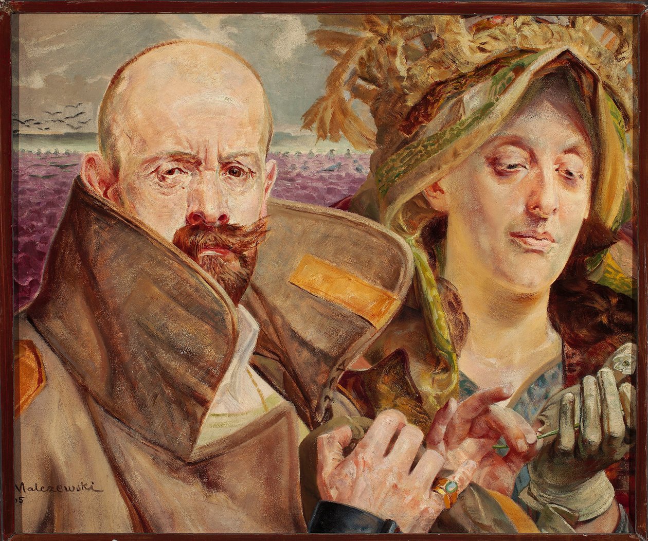 Prvosenka - Autoportrét s manželkou od Jacek Malczewski