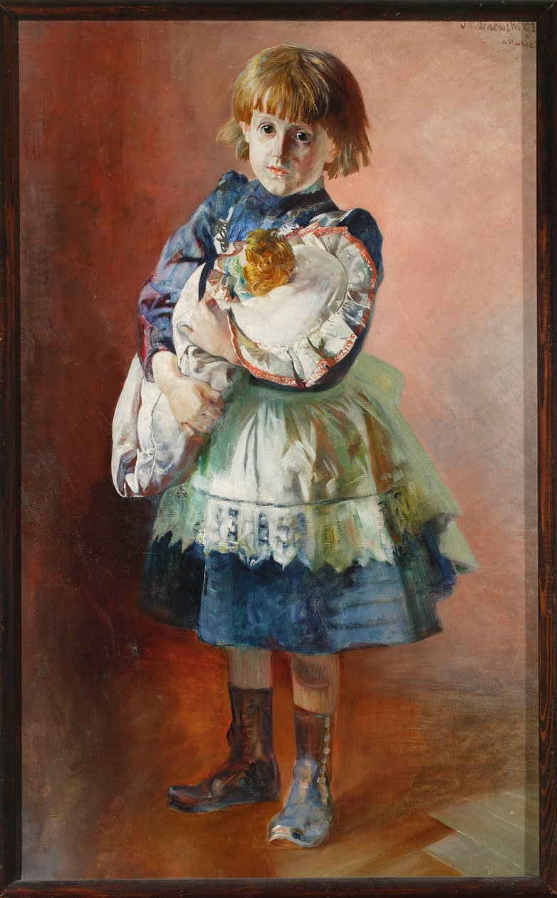 Portrét Julie, dcery umělce, s panenkou od Jacek Malczewski