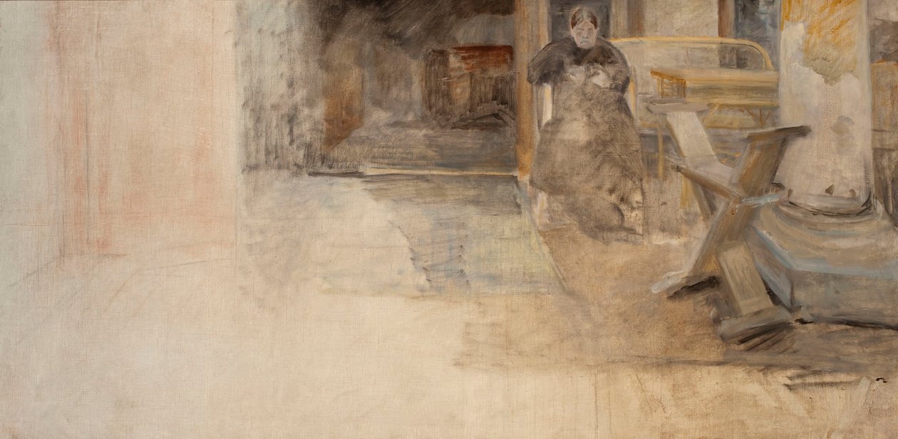 Interiér s umělcovou sestrou, skica od Jacek Malczewski