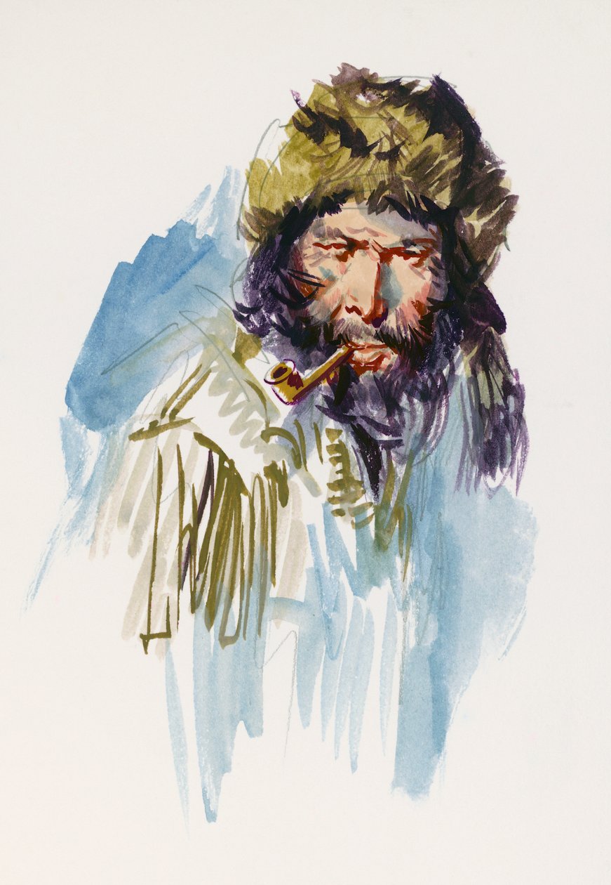 Ilustrace k Call of Wild, dobrodružný román Jacka Londona (1876-1916), kresba od Jack London