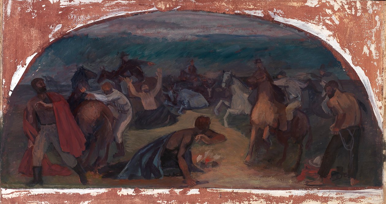 Zloději dobytka Překvapeni nástěnnou studií Posse, Burns, Oregon Post Office, 1941. od Jack Wilkinson