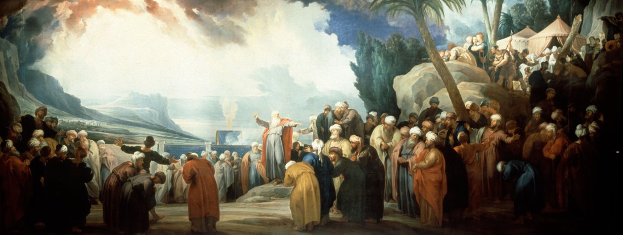 Mojžíš volí Radu sedmdesáti starších od Jacob de Wit