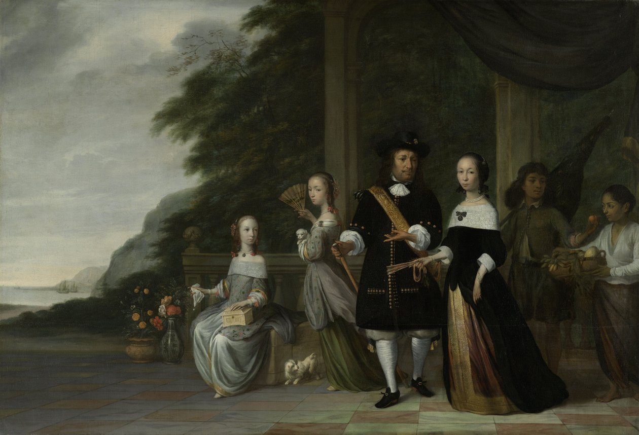 Batavian VOC hlavní obchodník Pieter Cnoll a jeho rodina, 1665 od Jacob Coeman