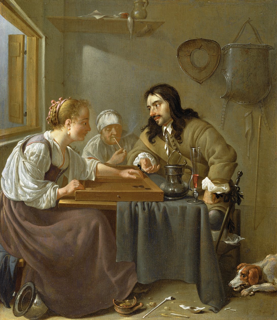 Pár hrající backgammon (panel) od Jacob Duck
