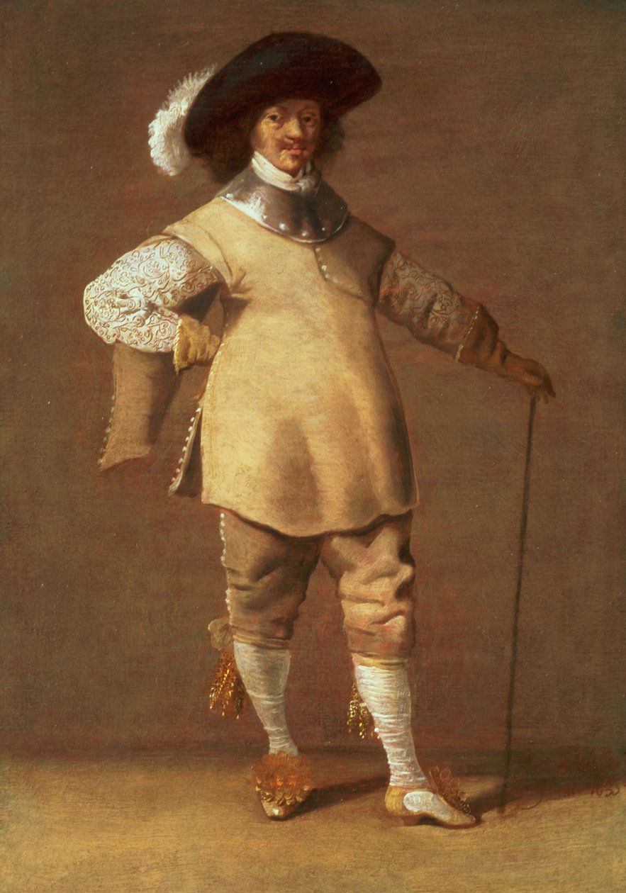 Kavalír stojící v interiéru, 1635 od Jacob Fransz van der Merck