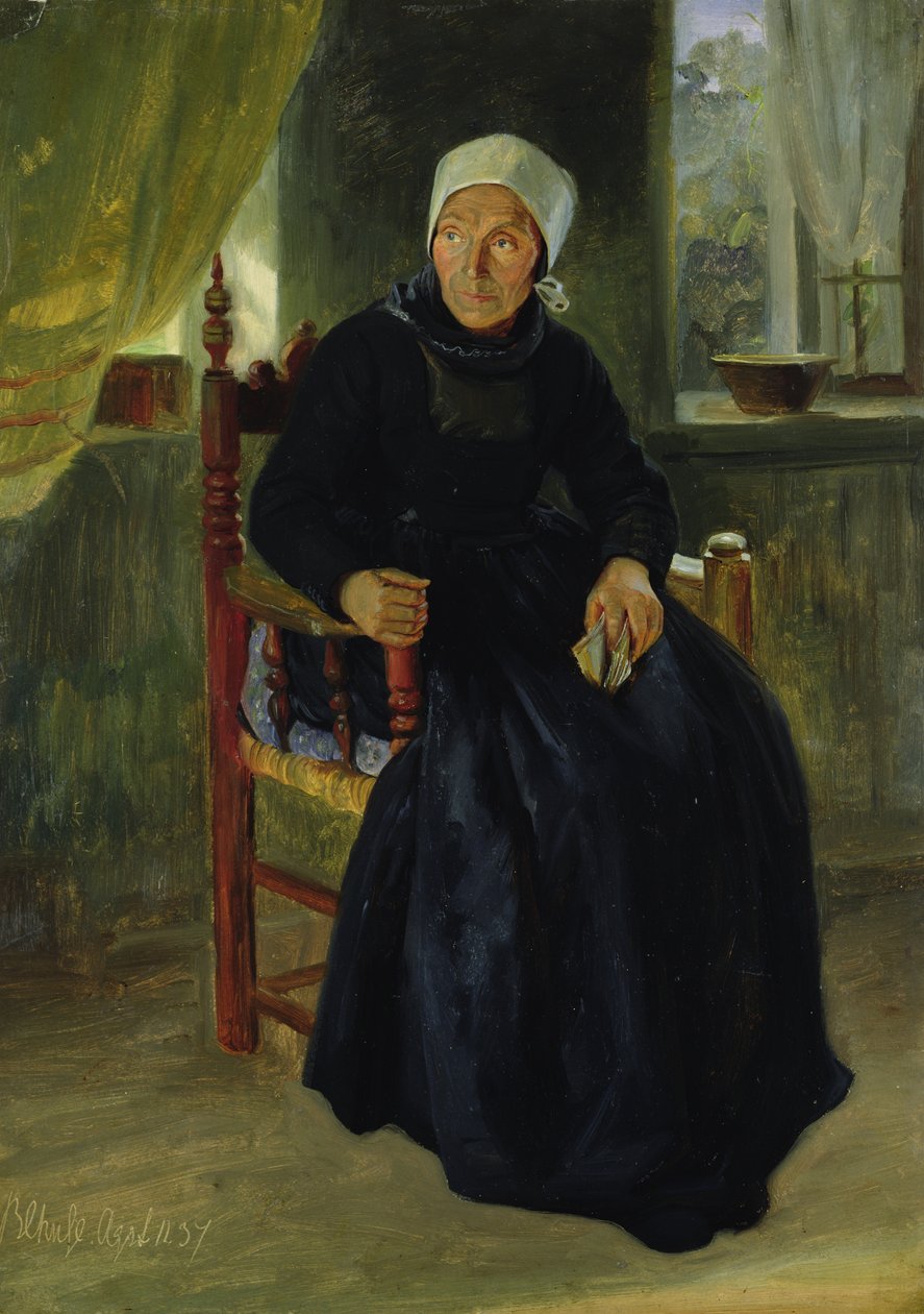 Žena z Blankenese, 1837 (olej na papíře na kartičce) od Jacob Gensler
