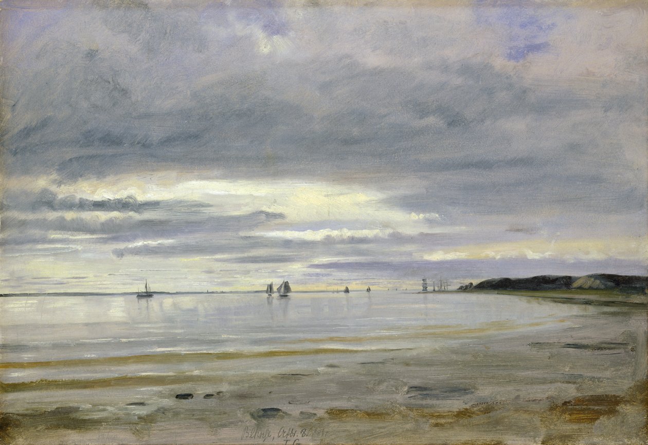 Pláž v Blankenese, 8. října 1842 (olej na papíře na palubě) od Jacob Gensler
