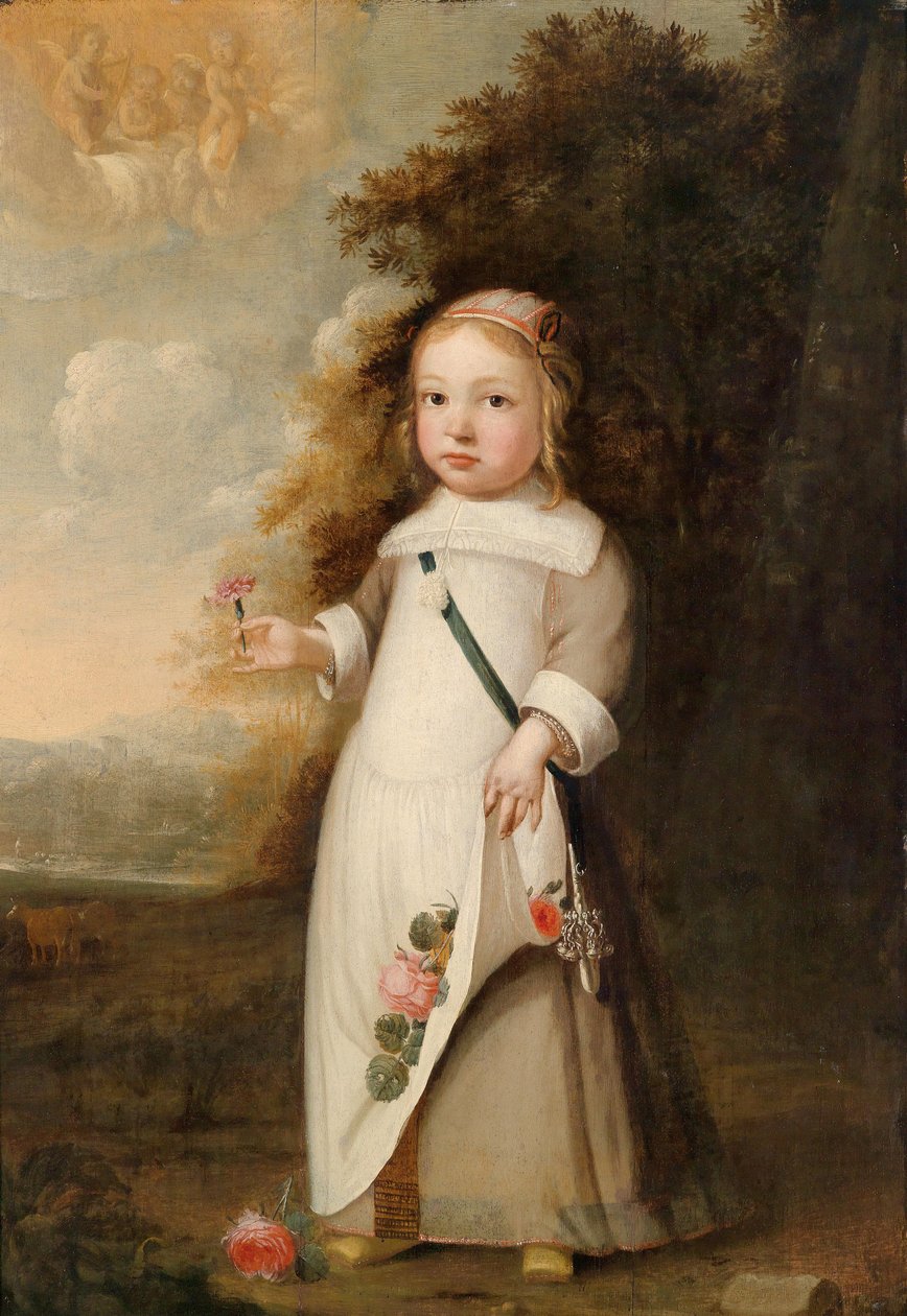 Portrét dítěte s květinou od Jacob Gerritsz Cuyp
