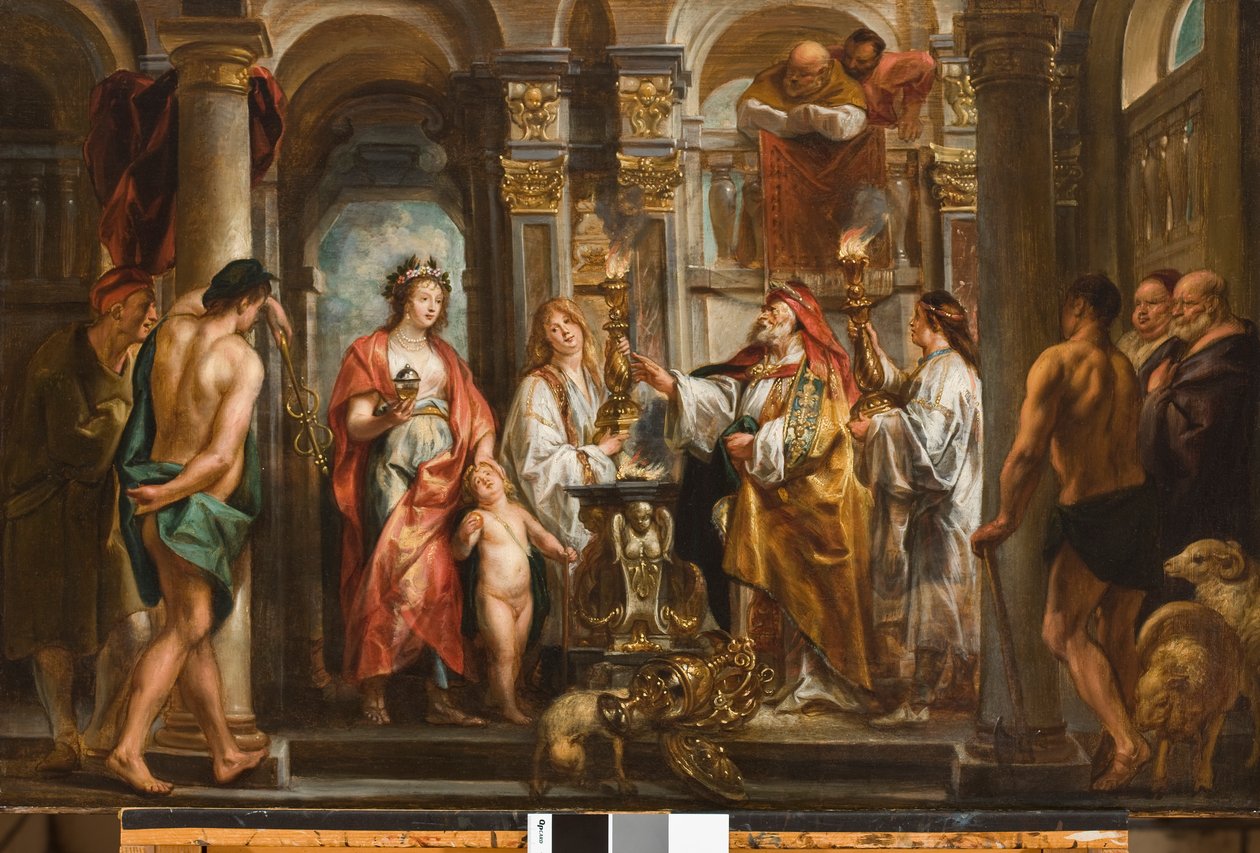 Vědma (Thetis a Achilles před věštírnou) před rokem 1643 (olej na desce přenesený na masonit) od Jacob Jordaens