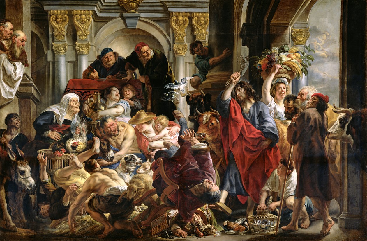 Kristus vyhání obchodníky z chrámu od Jacob Jordaens