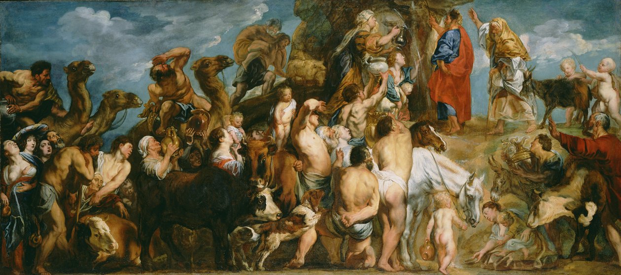 Mojžíš udeřil vodu ze skály, c.1645-50 od Jacob Jordaens