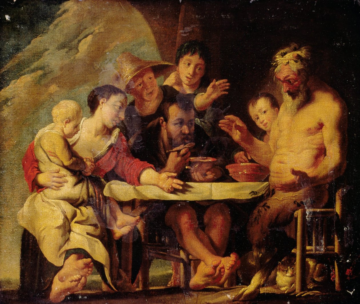 Satyr a rolníci od Jacob Jordaens