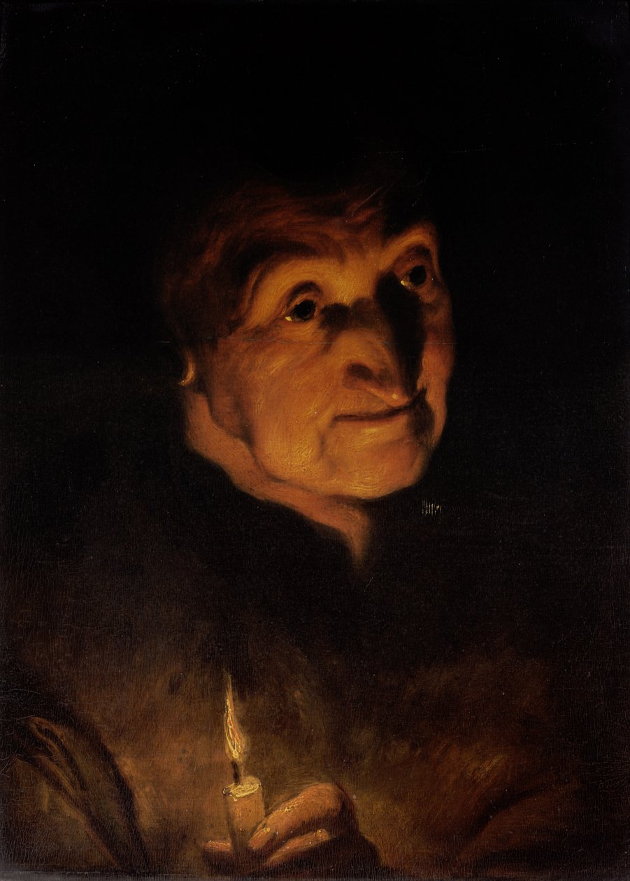 Studie staré ženy, držící svíčku od Jacob Jordaens