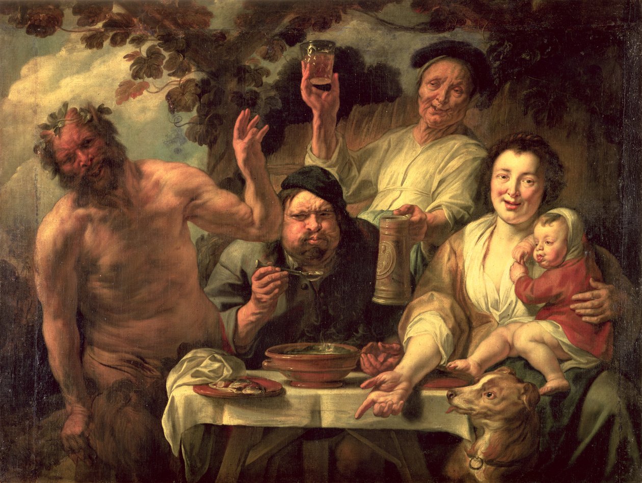 Satyr a rolníci od Jacob Jordaens