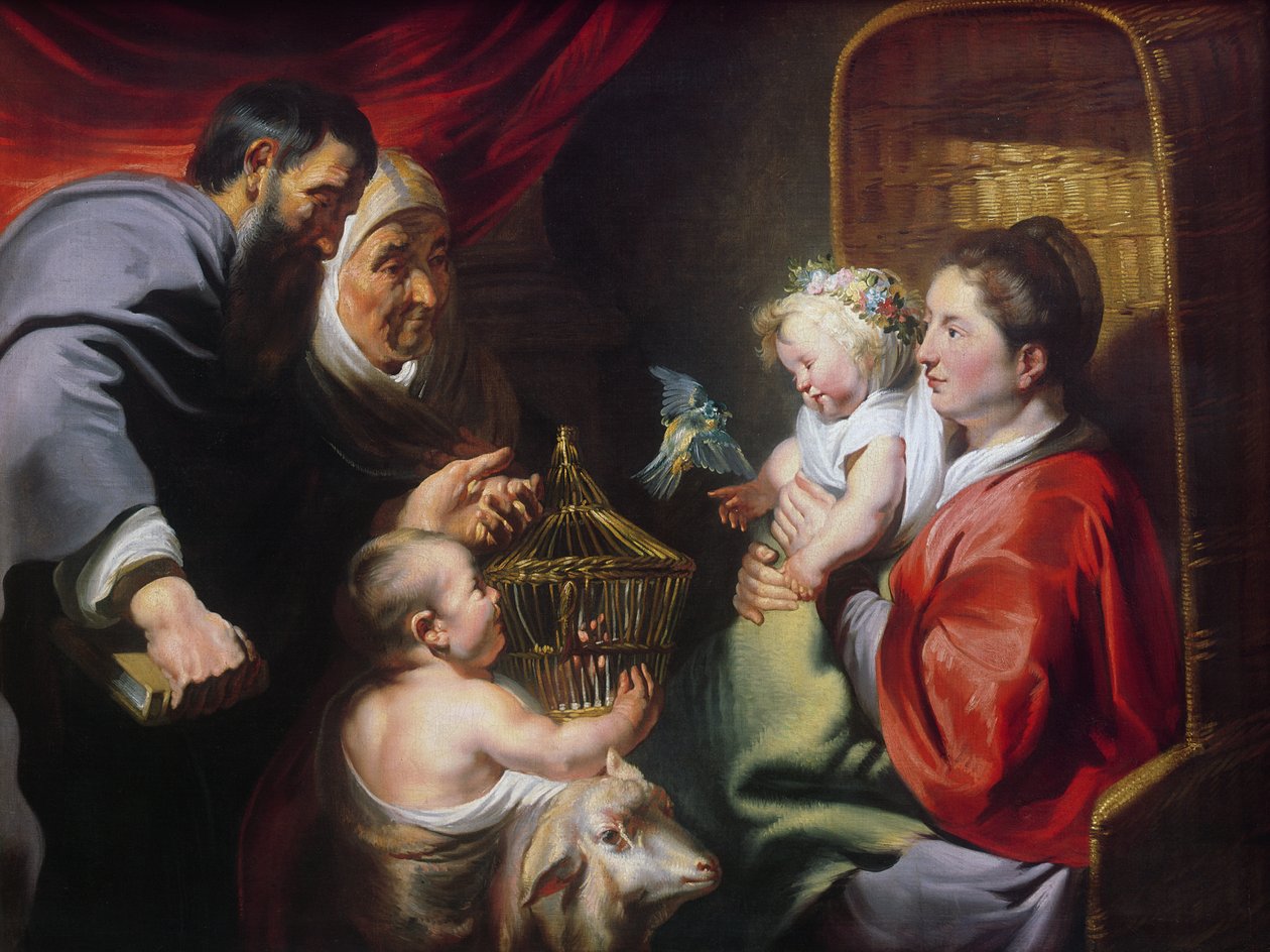 Panna a dítě s SS Zachariášem, Alžbětou a Janem Křtitelem, kolem roku 1620 od Jacob Jordaens