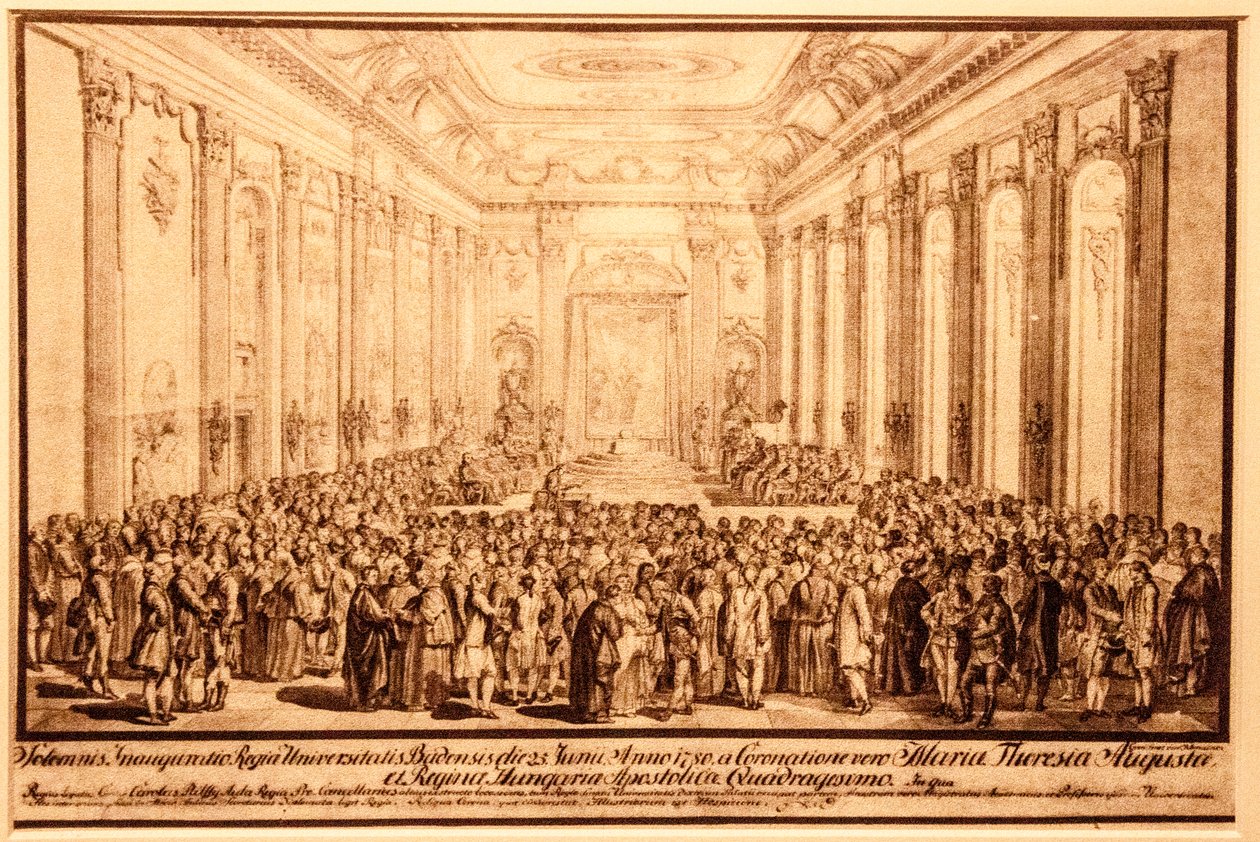Slavnostní zahájení univerzity ve státní místnosti Budínského paláce, 25. června 1780 od Jacob Mathias Schmutzer