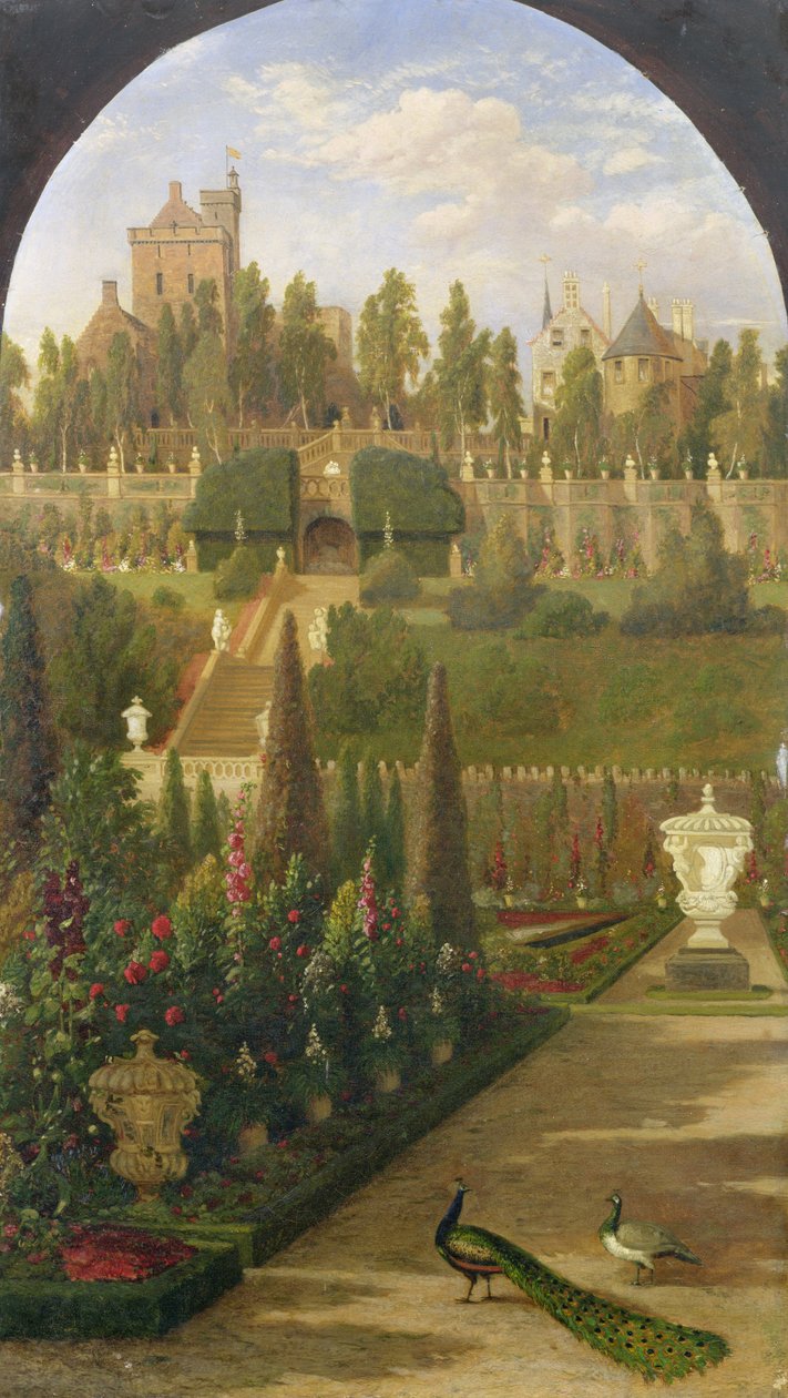 Drummond Castle, Perthshire, při pohledu ze zahrad, 1847 od Jacob Thompson